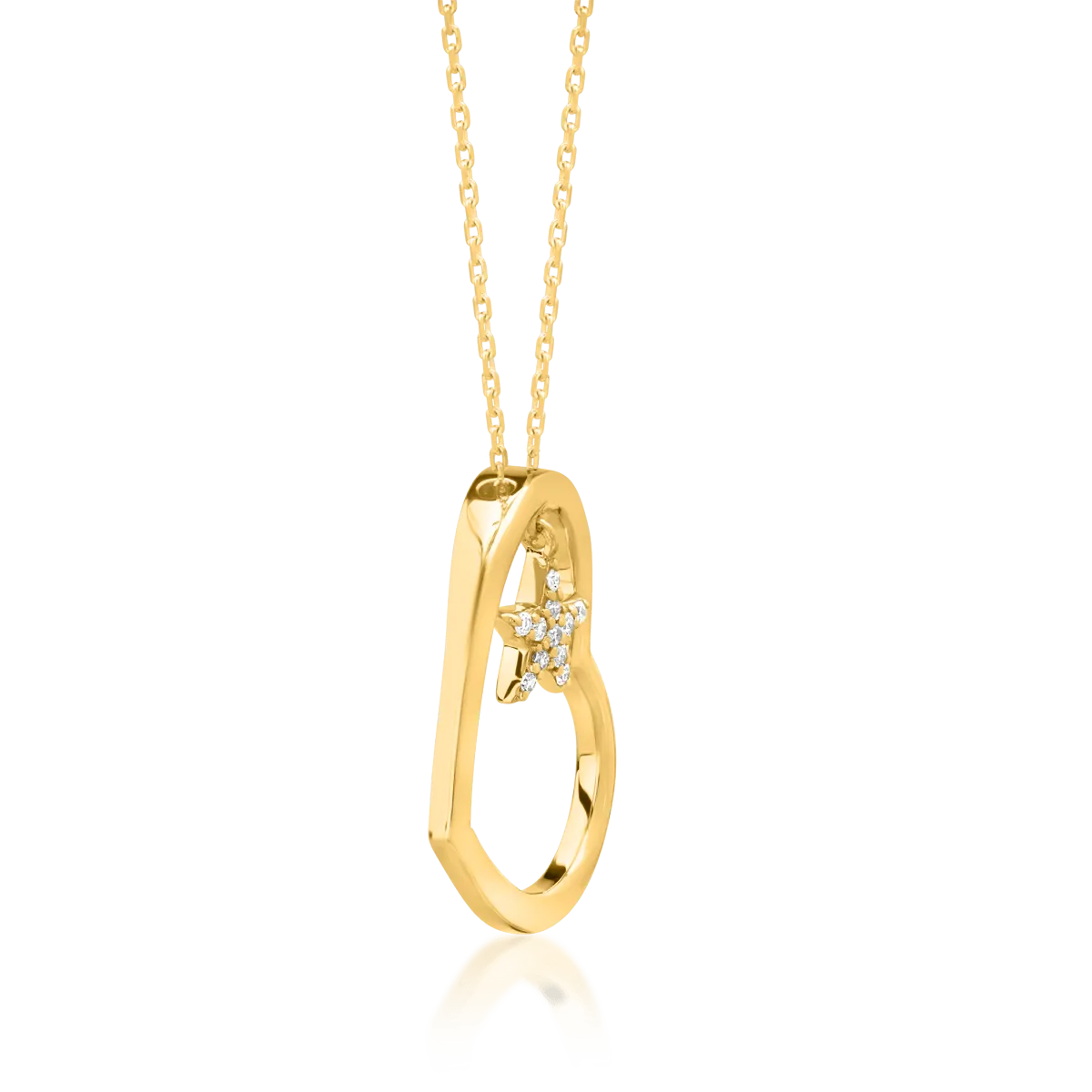 18K yellow gold chain with heart and star pendants with diamonds of 0.07ct