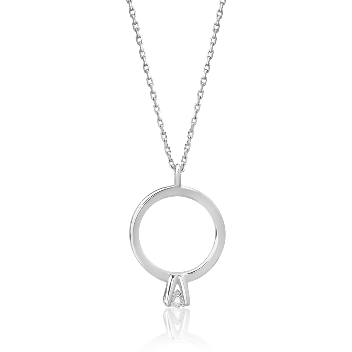 Lant cu pandantiv din aur alb cu diamant de 0.08ct