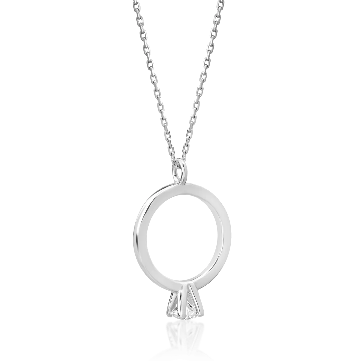 Lant cu pandantiv din aur alb cu diamant de 0.08ct - imagine 2
