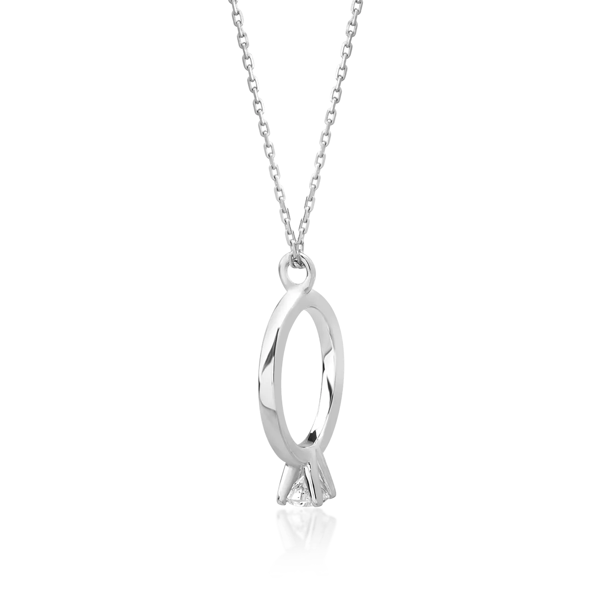 Lant cu pandantiv din aur alb cu diamant de 0.08ct - imagine 3