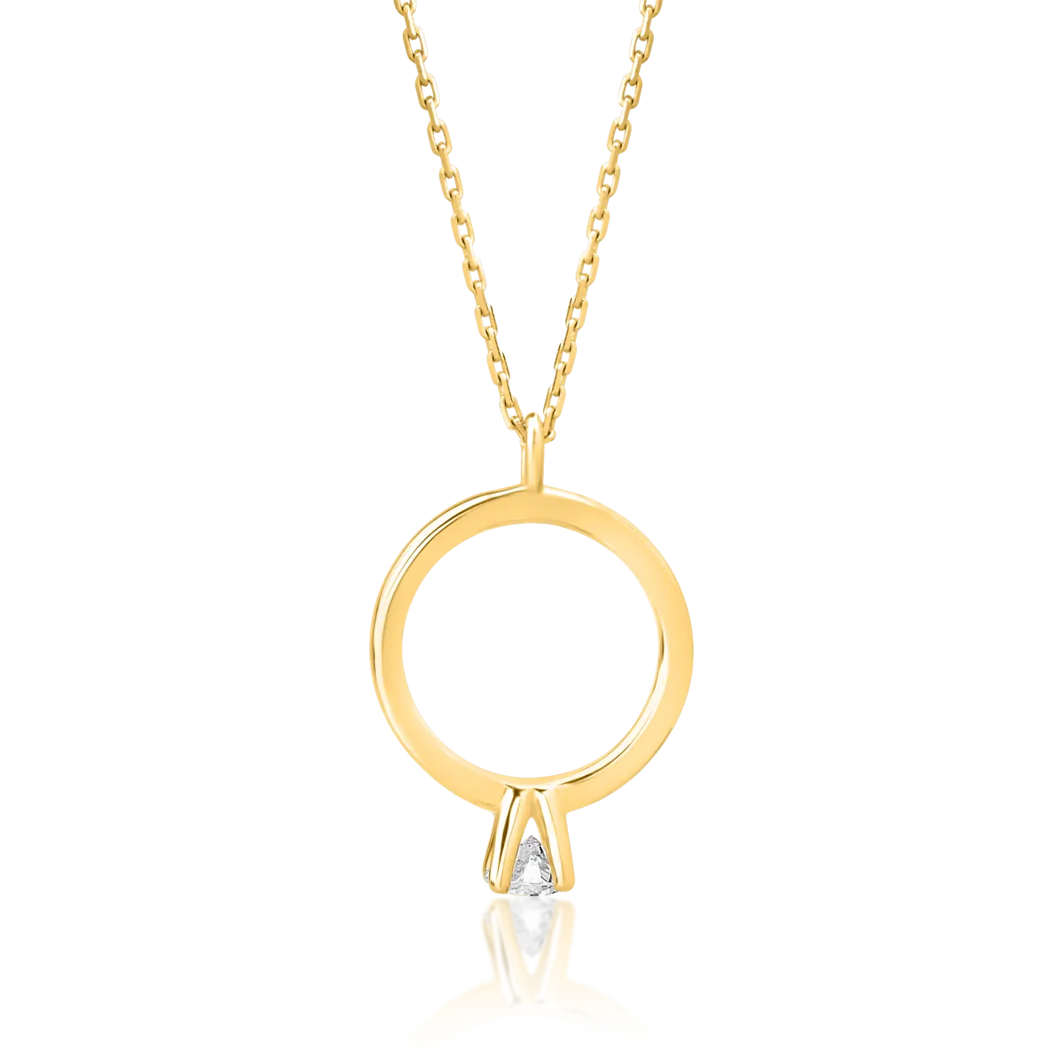 18K yellow gold chain with pendant with diamond of 0.08ct