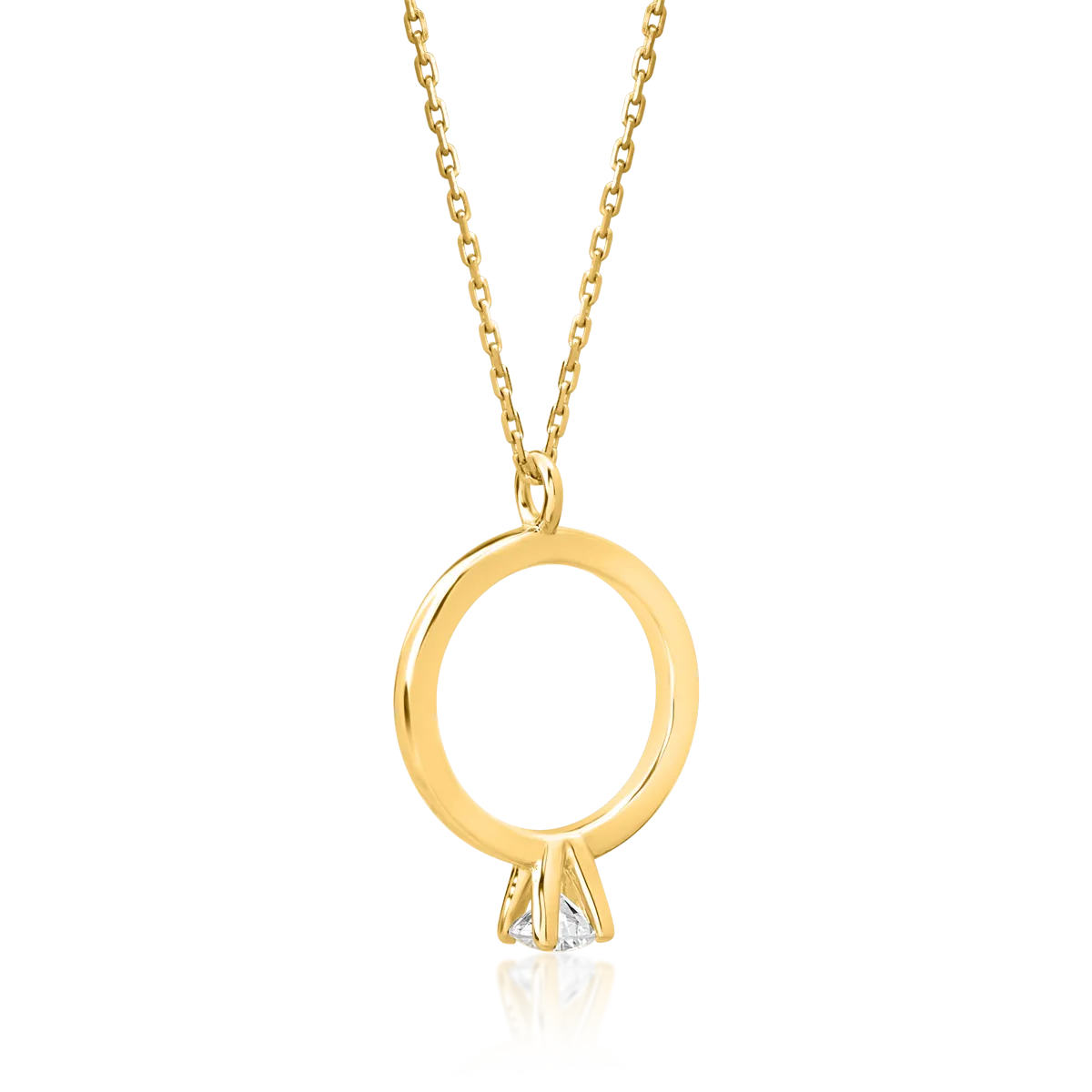 18K yellow gold chain with pendant with diamond of 0.08ct