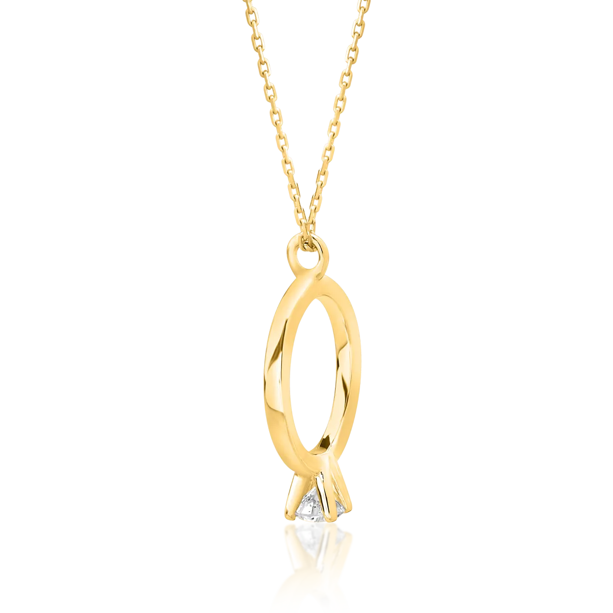 18K yellow gold chain with pendant with diamond of 0.08ct