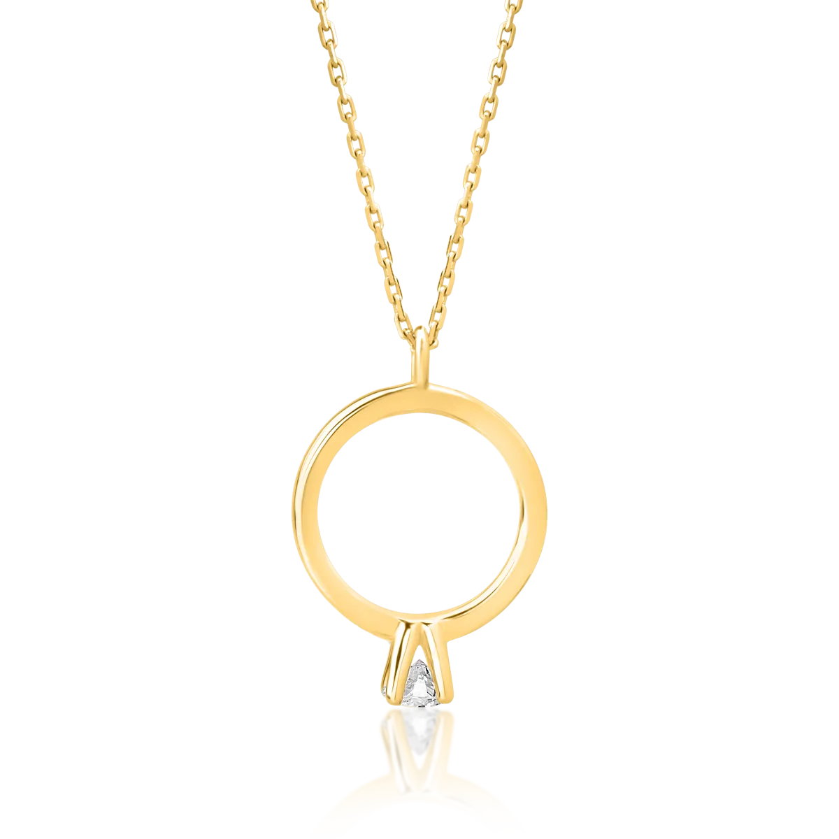 Lant cu pandantiv din aur galben cu diamant de 0.08ct