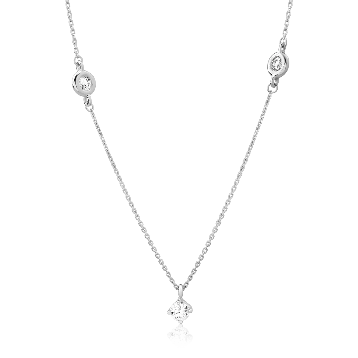 18K white gold chain with pendant with diamonds of 0.15ct