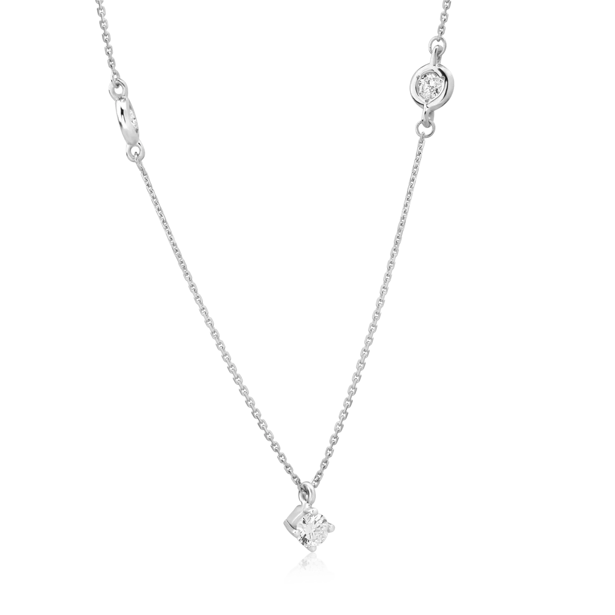 18K white gold chain with pendant with diamonds of 0.15ct