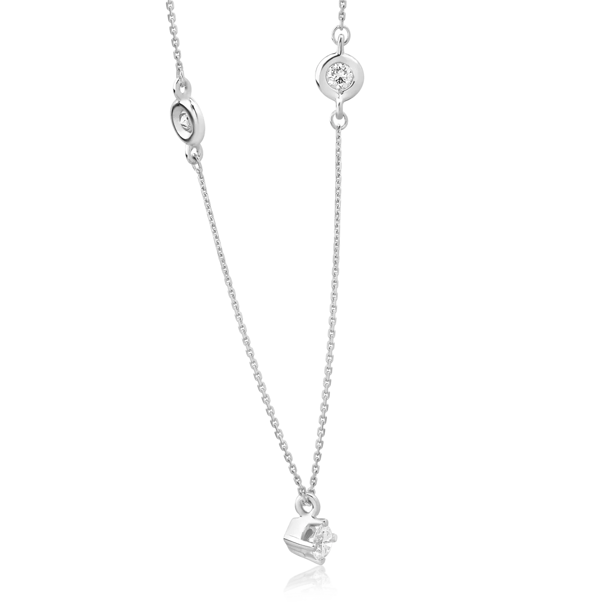 18K white gold chain with pendant with diamonds of 0.15ct