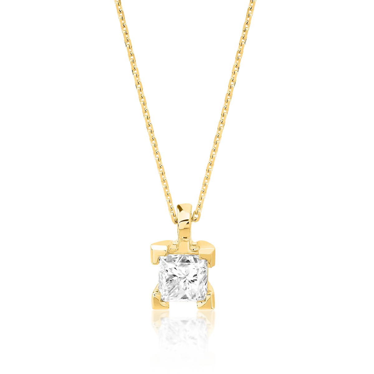 Lant cu pandantiv din aur galben cu diamante princess de 0.4ct