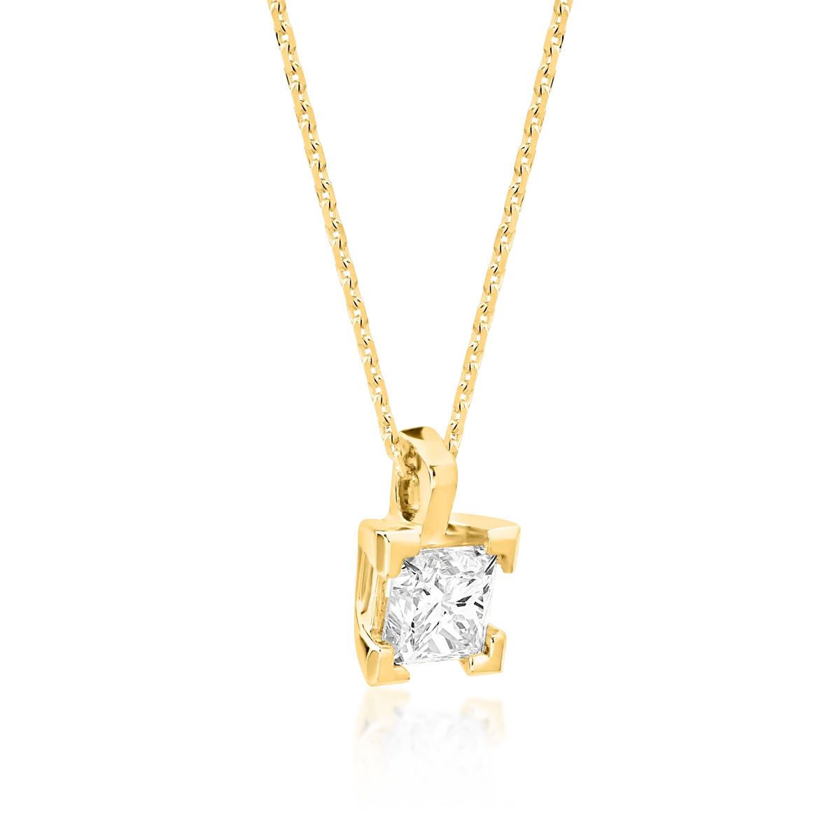 Lant cu pandantiv din aur galben cu diamante princess de 0.4ct