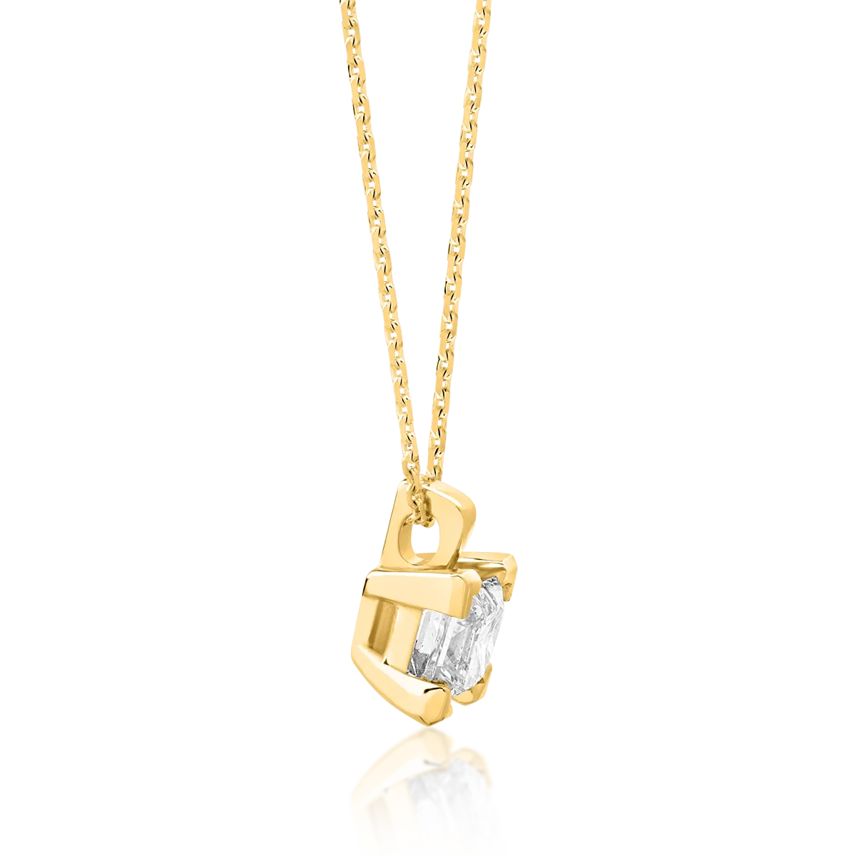Lant cu pandantiv din aur galben cu diamante princess de 0.4ct