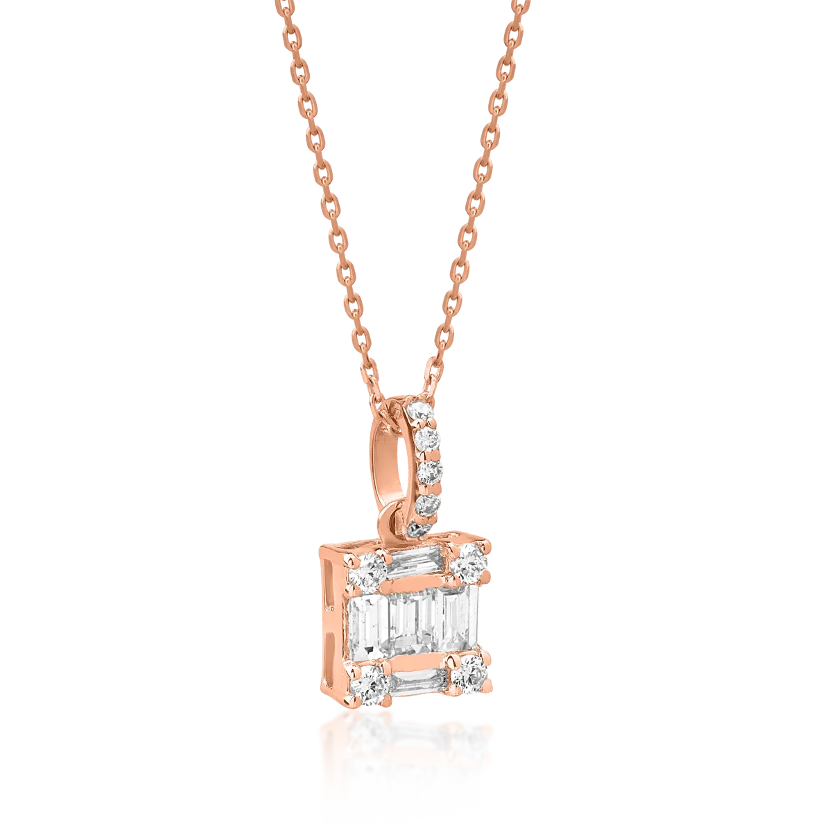 18K rose gold chain with pendant with diamonds of 0.19ct