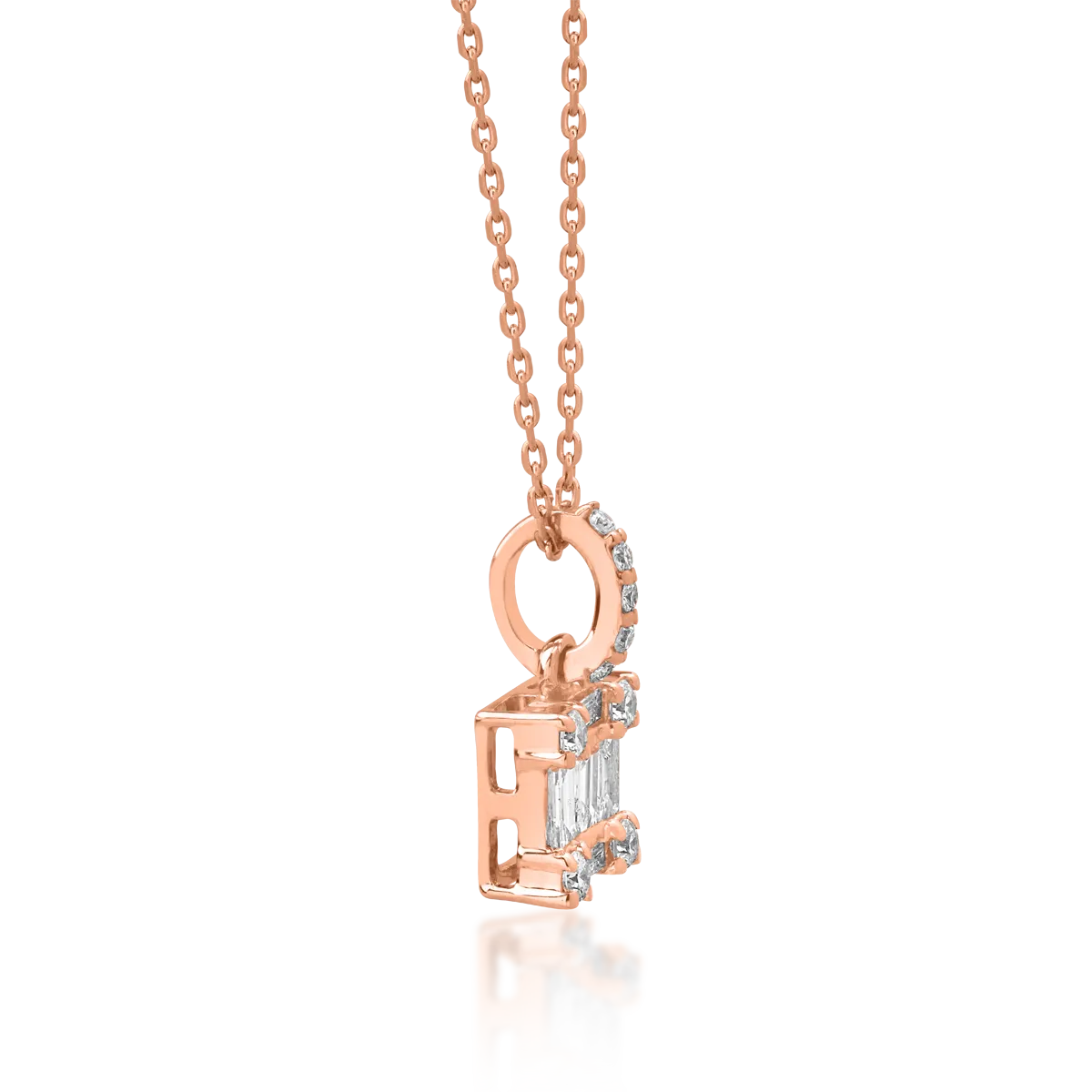 18K rose gold chain with pendant with diamonds of 0.19ct