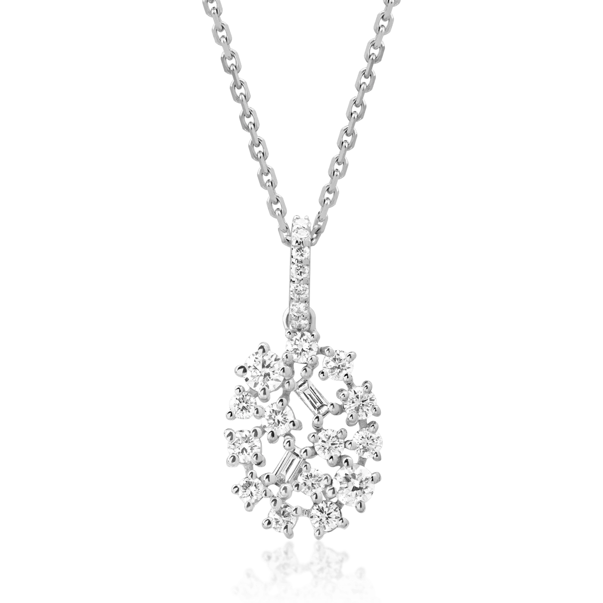 18K white gold chain with pendant with diamonds of 0.44ct