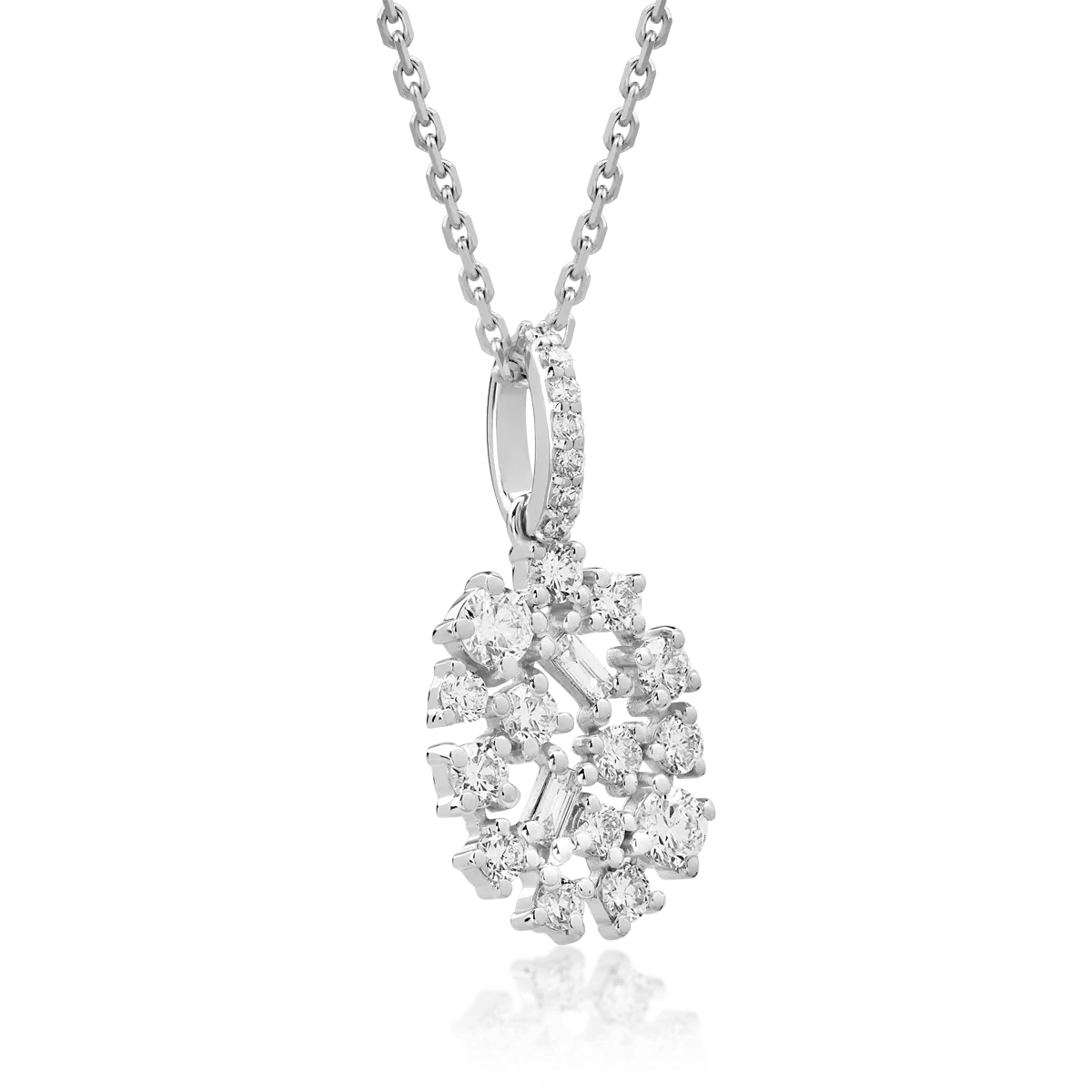 18K white gold chain with pendant with diamonds of 0.44ct