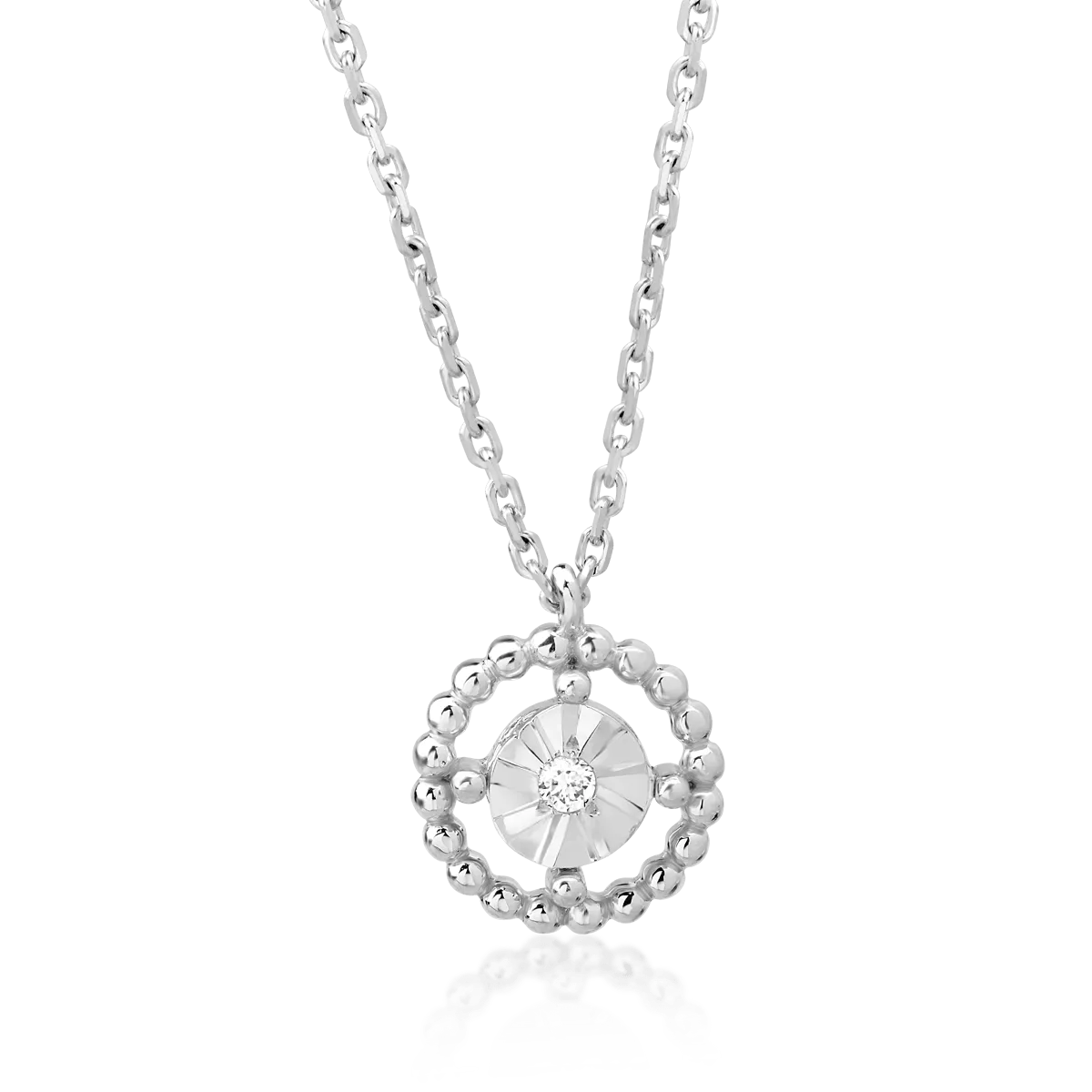 Lant cu pandantiv din aur alb cu diamante de 0.02ct