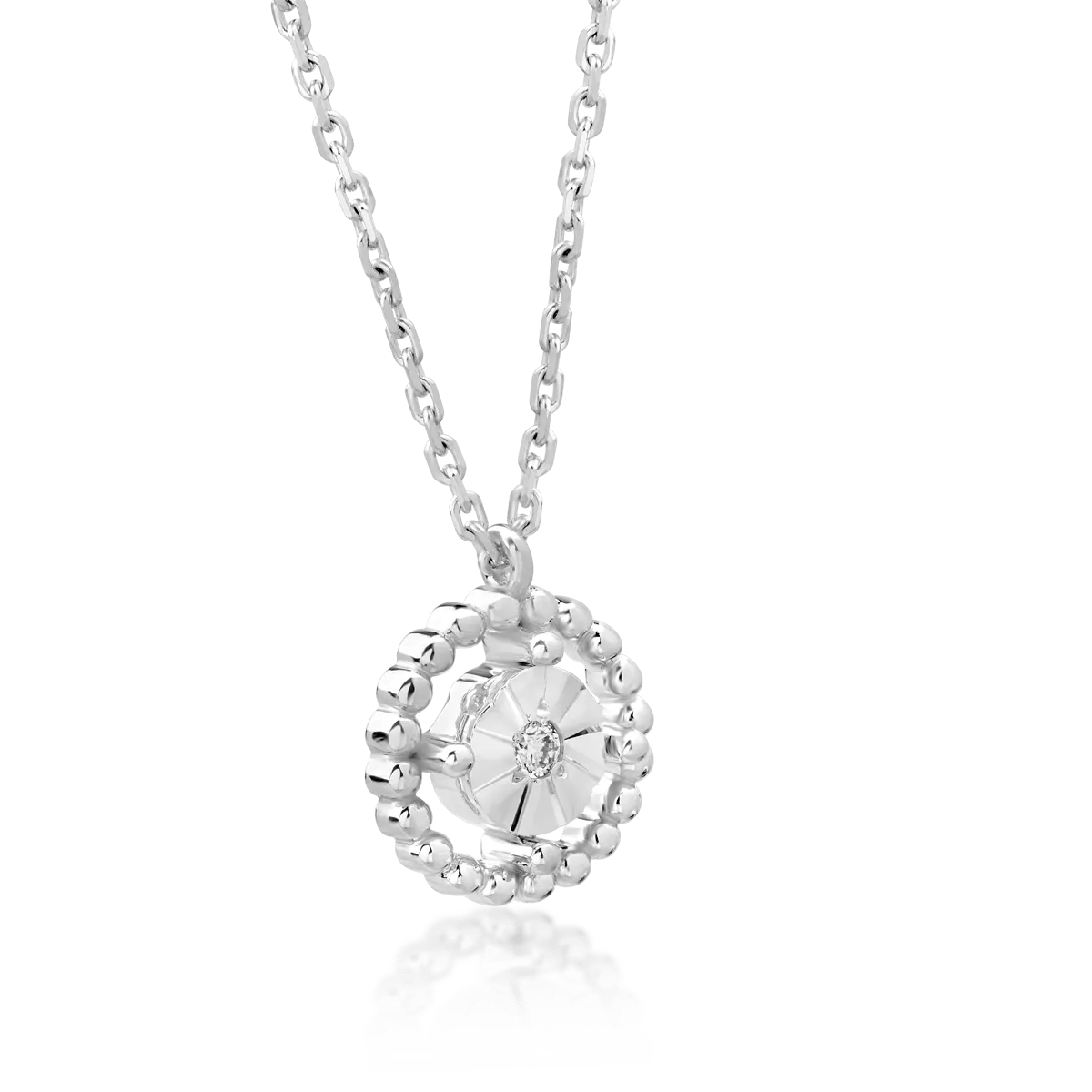 18K white gold chain with pendant with diamond of 0.02ct