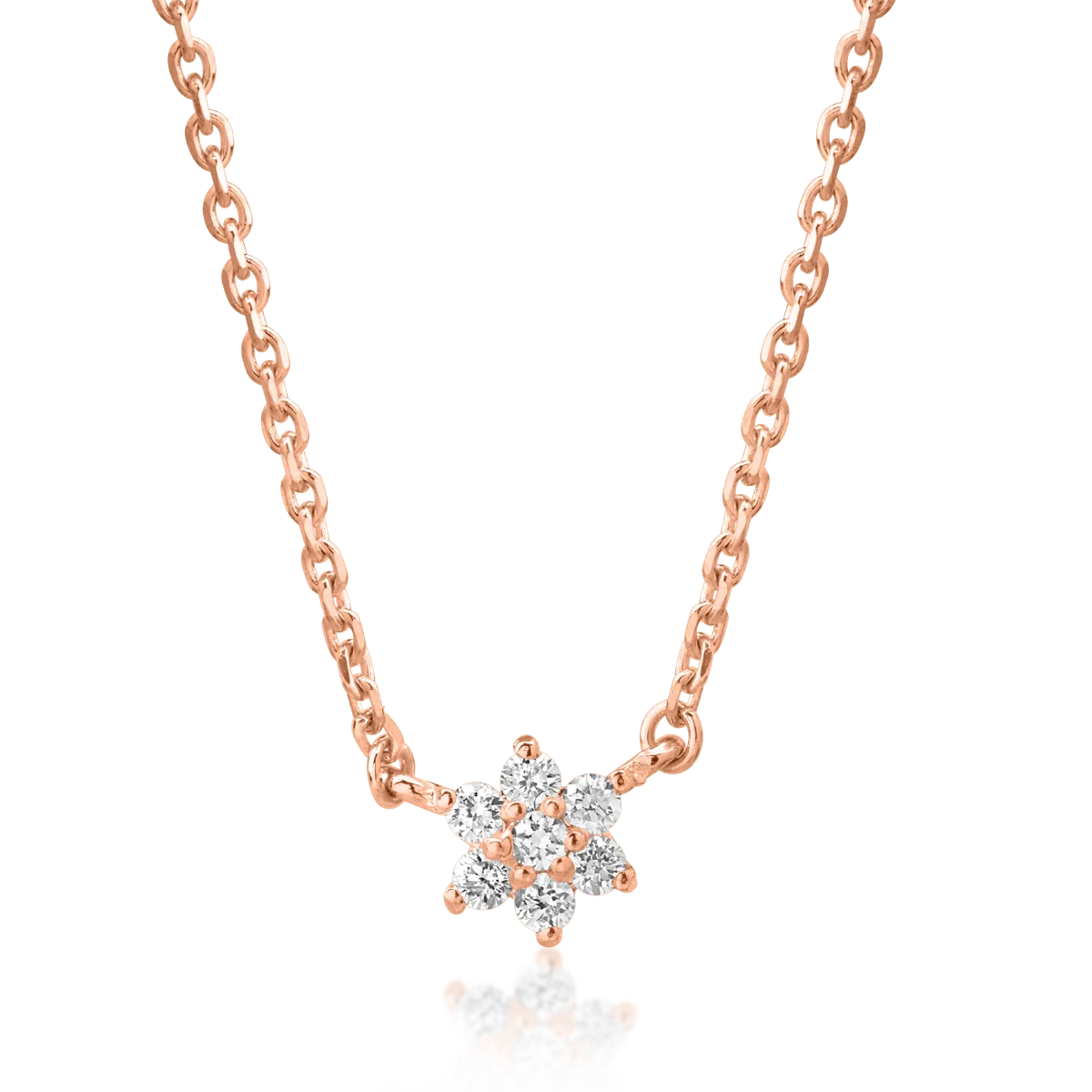 18K rose gold chain with pendant with diamonds of 0.08ct