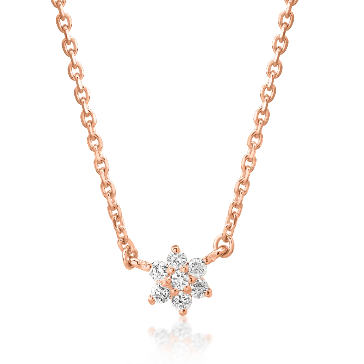 Lant cu pandantiv din aur roz cu diamante de 0.08ct