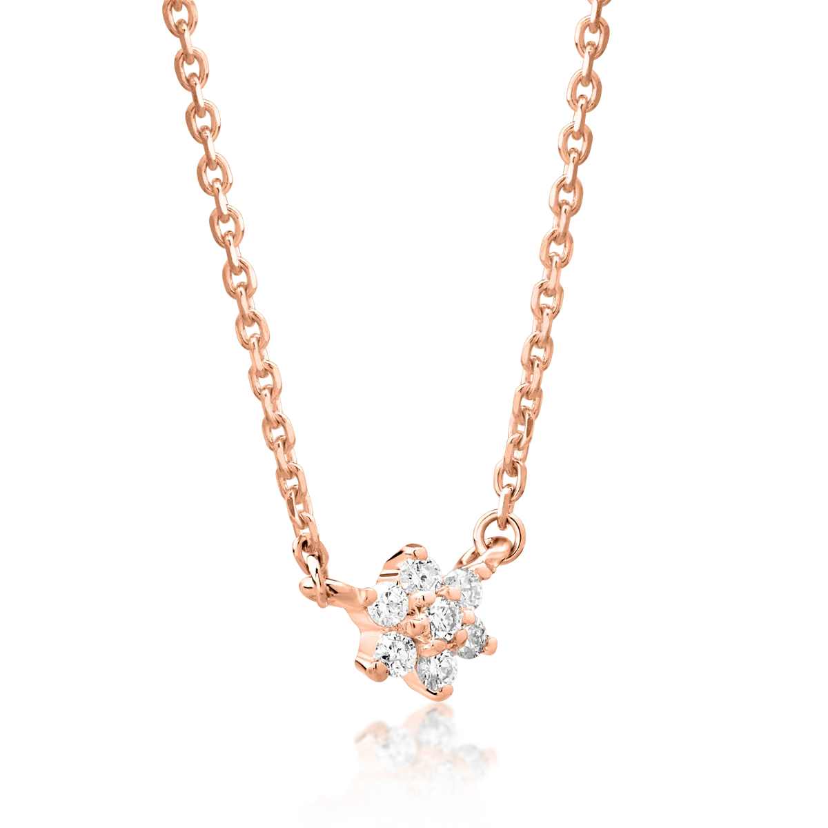 18K розово злато огърлица с диаманти 0.08ct