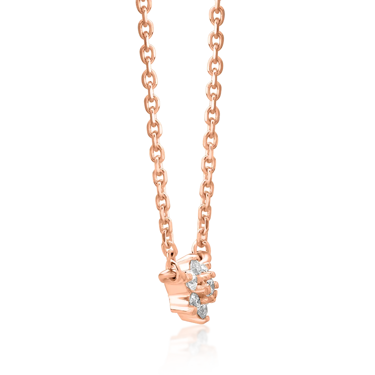 18K розово злато огърлица с диаманти 0.08ct