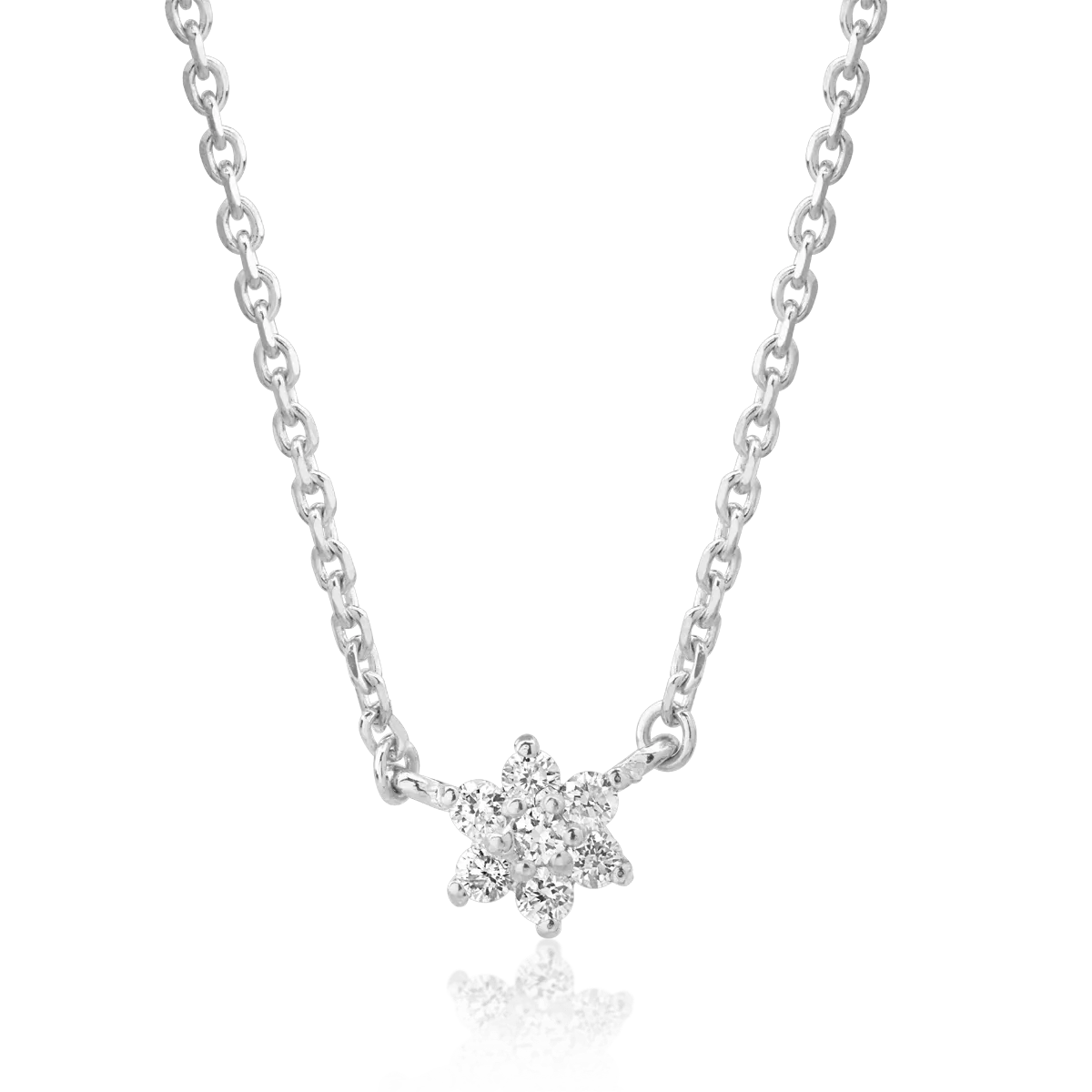 18K white gold chain with pendant with diamonds of 0.08ct
