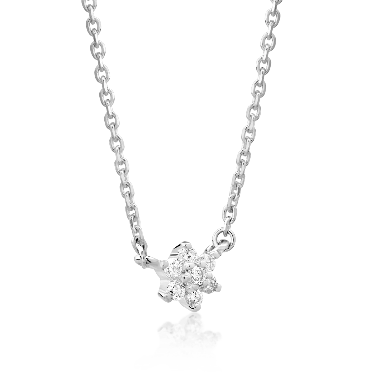 18K white gold chain with pendant with diamonds of 0.08ct