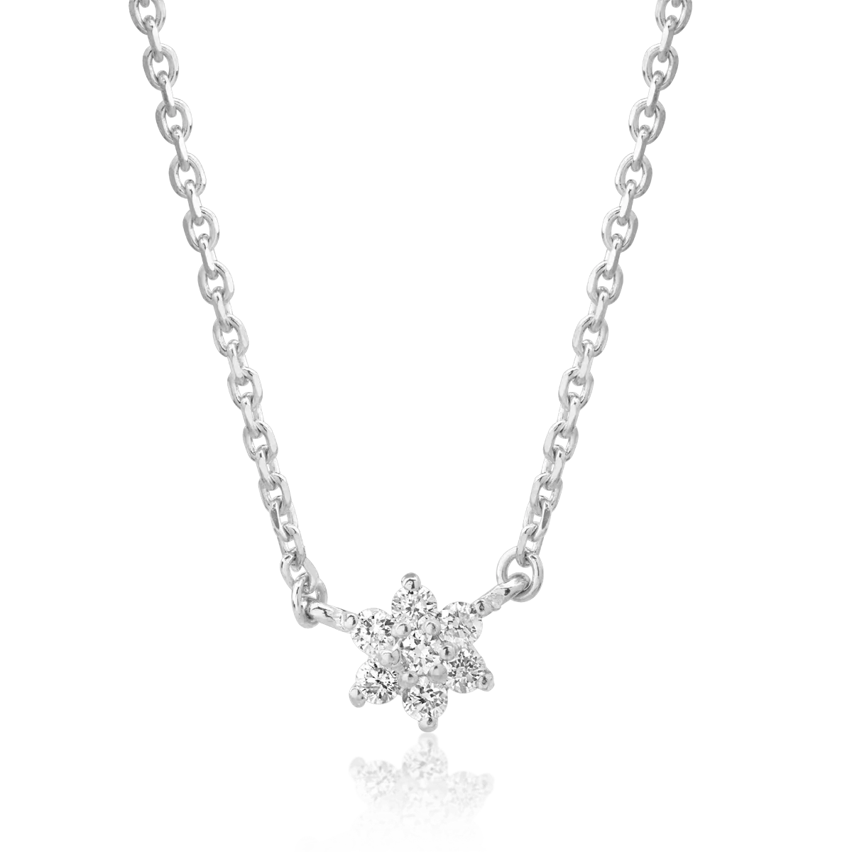 Lant cu pandantiv din aur alb cu diamante de 0.08ct