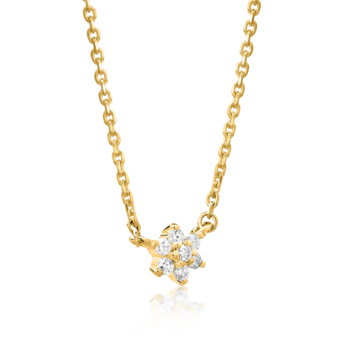 18K жълто злато огърлица с диамант 0.08ct