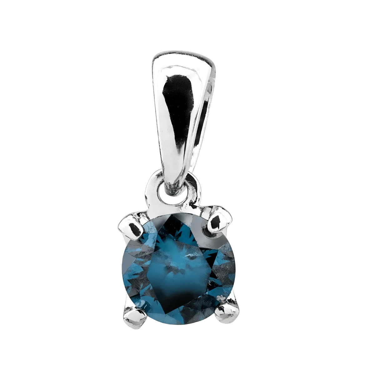 18K white gold pendant with 0.33ct blue diamond