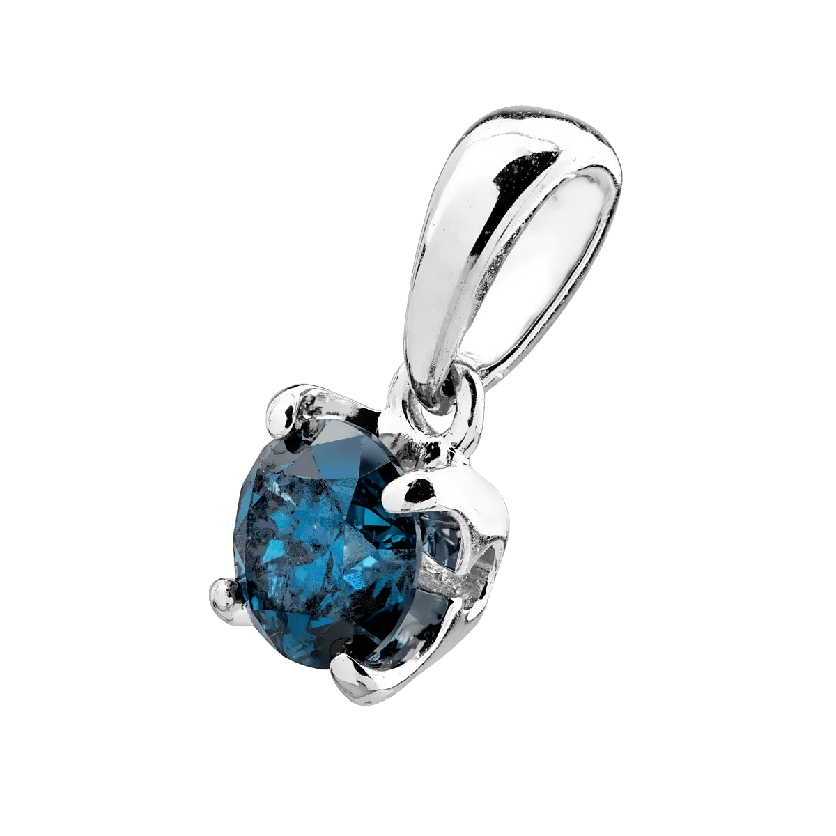 18K white gold pendant with 0.33ct blue diamond