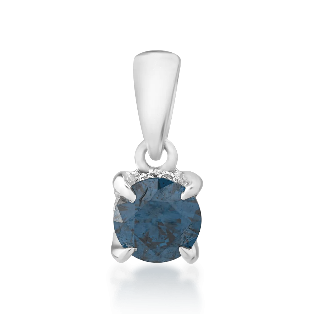 Пръстен от бяло злато 18К със син диамант 0.33гкт и прозрачни диаманти 0.04гкт