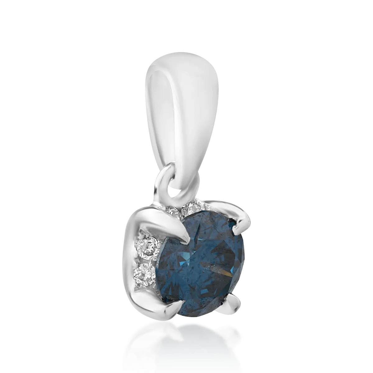18K white gold pendant with 0.33ct blue diamond and 0.04ct transparent diamonds