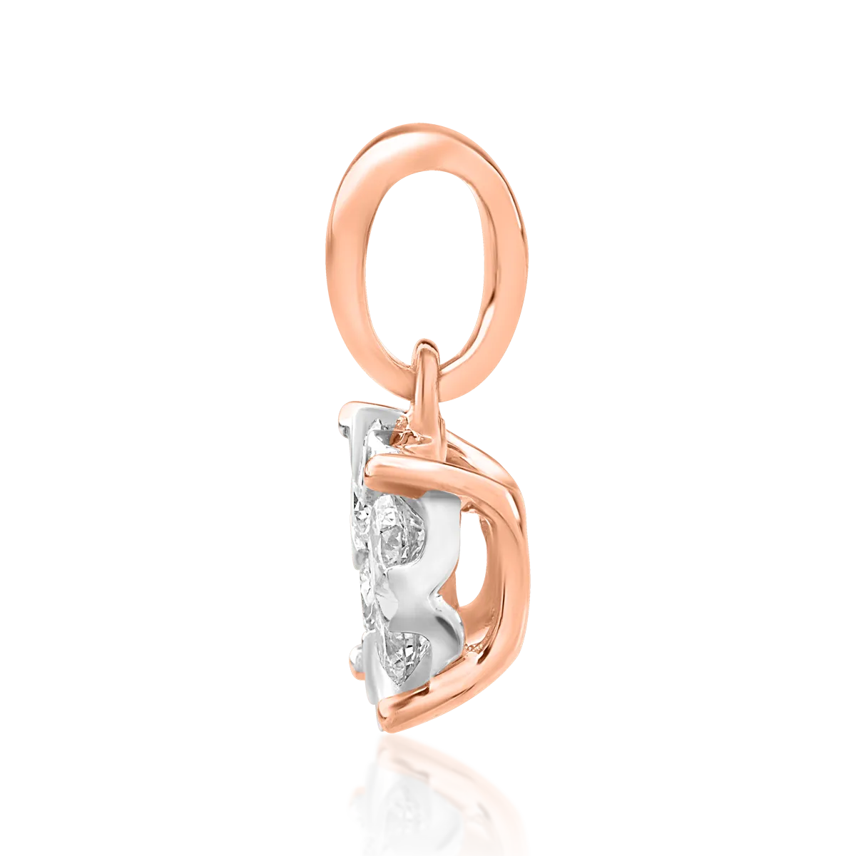Pandantiv din aur alb-roz cu diamante de 0.25ct - imagine 3