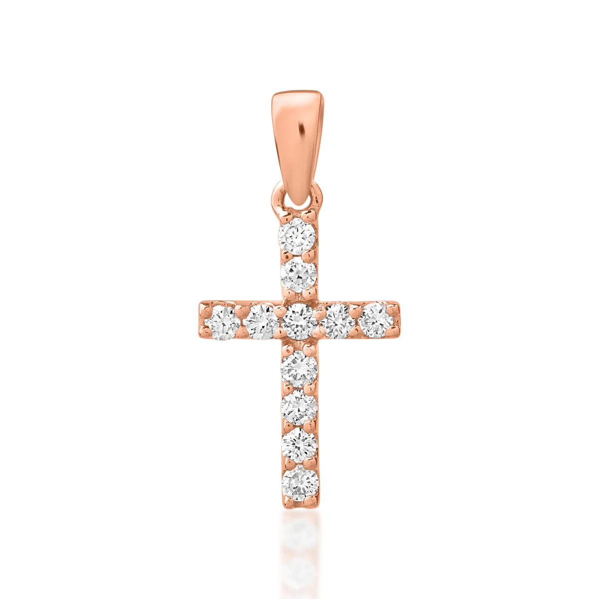 Wisiorek z krzyżem w kolorze różowego złota 18K z diamentami 0.2ct