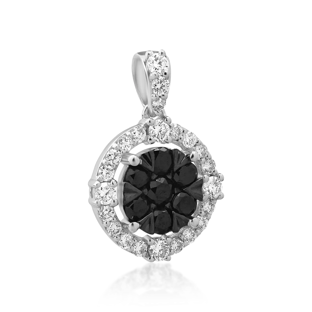 Висулка от 18K бяло злато с 0.59ct черни диаманти и 0.477ct прозрачни диаманти