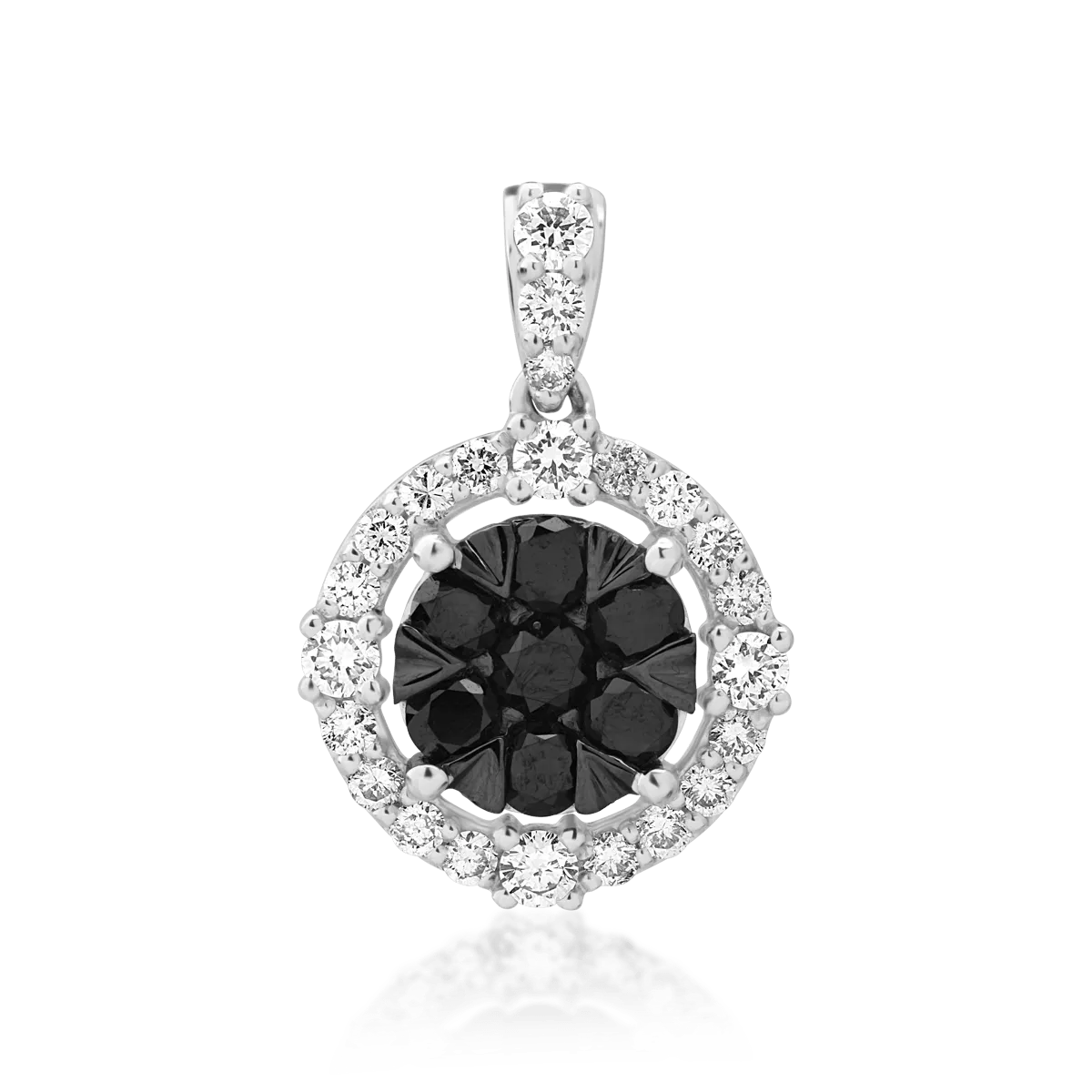 Pandantiv din aur alb cu diamante negre de 0.59ct si diamante transparente de 0.477ct