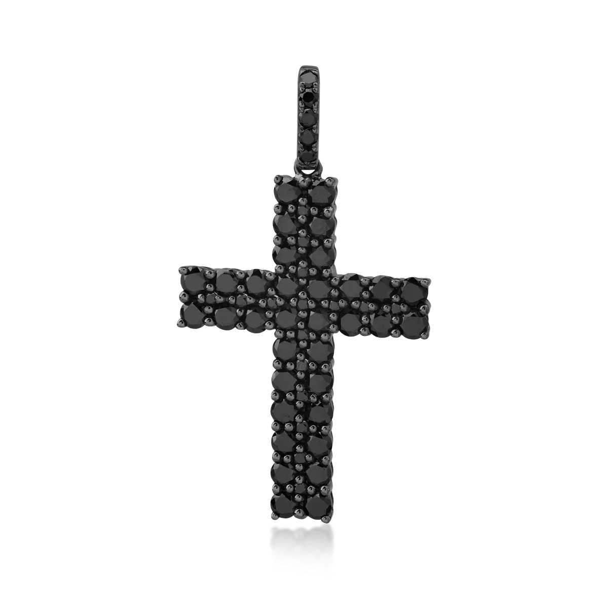 18K black gold cross pendant with black diamonds of 1.89ct
