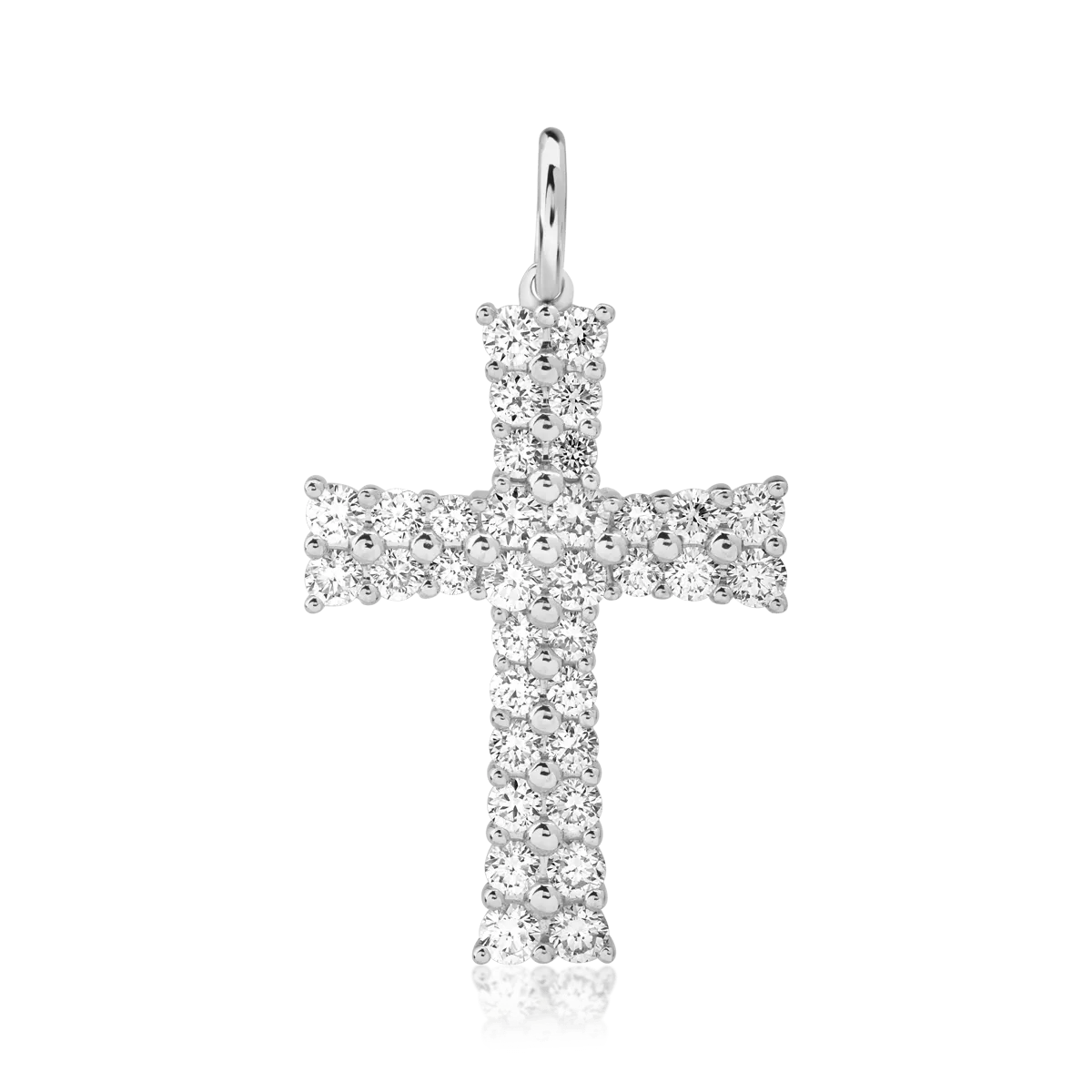 18K бял златен кръст висулка с диаманти от 1.19ct