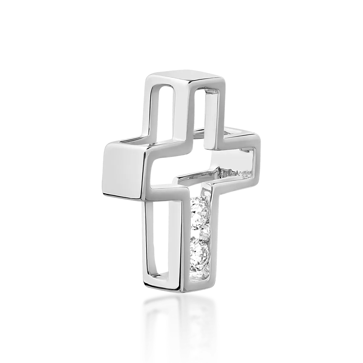 Pandantiv cruce din aur alb cu diamante de 0.029ct