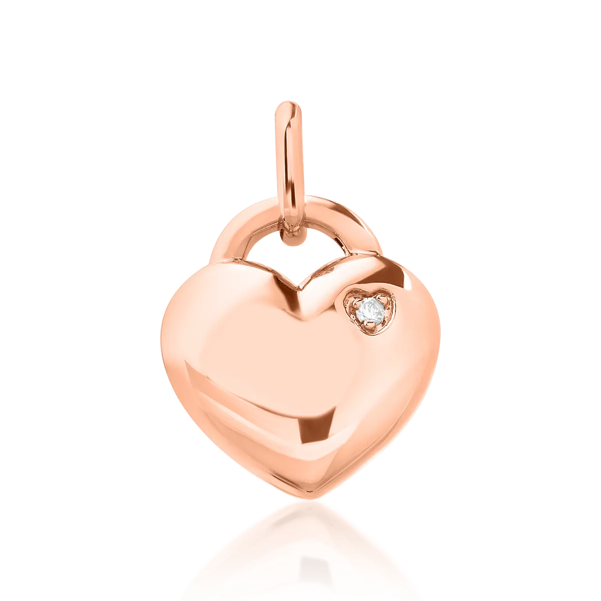 18K rose gold heart pendant with diamond of 0.004ct