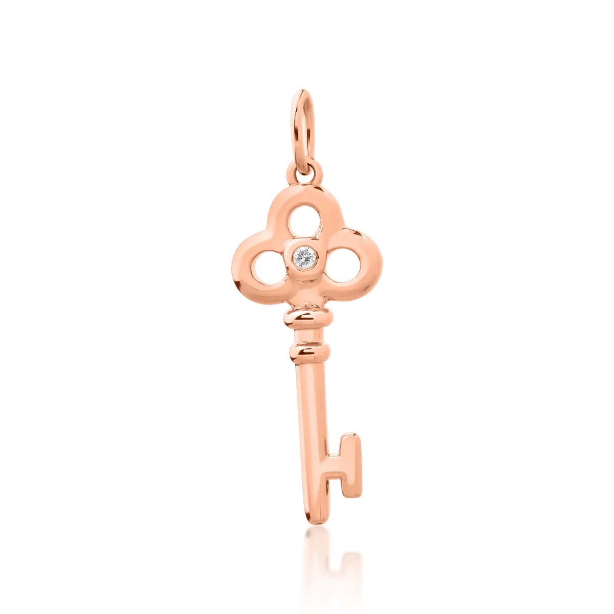 Wisiorek z 18K kluczem z różowego złota z diamentem 0.01ct