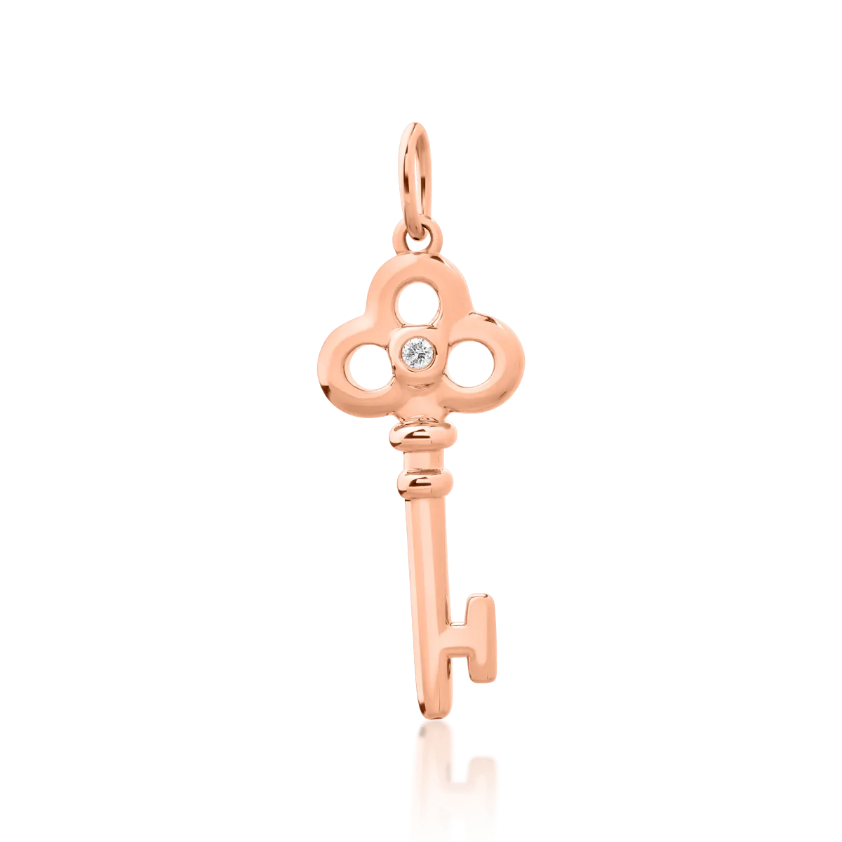 18K rose gold key pendant with diamond of 0.01ct