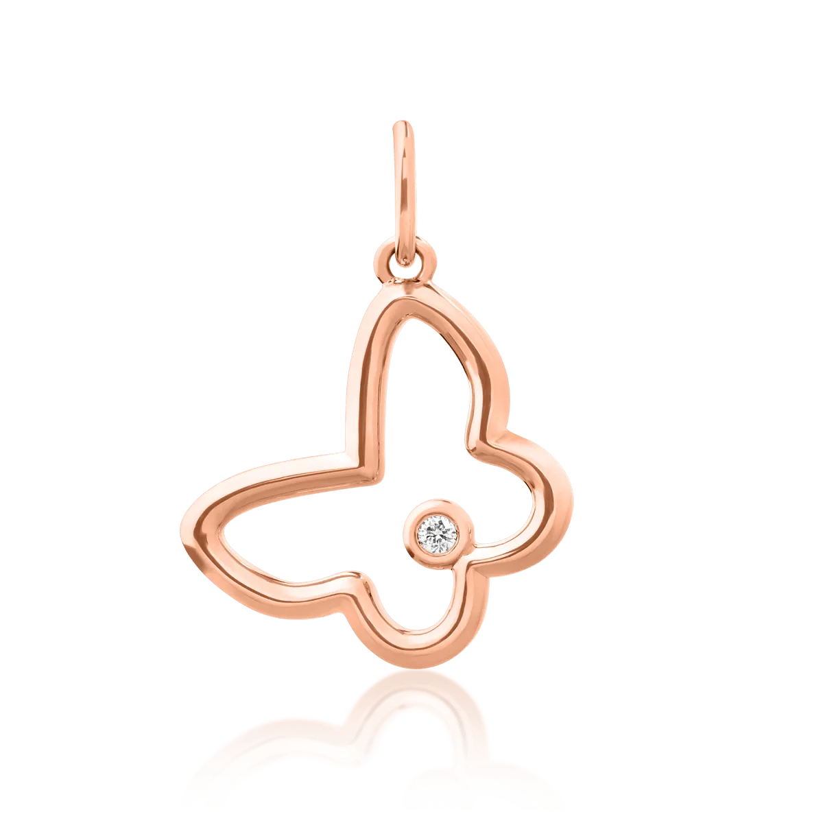 Medál pillangó 18K-os rózsaszín aranyból 0,009ct gyémánttal-54270