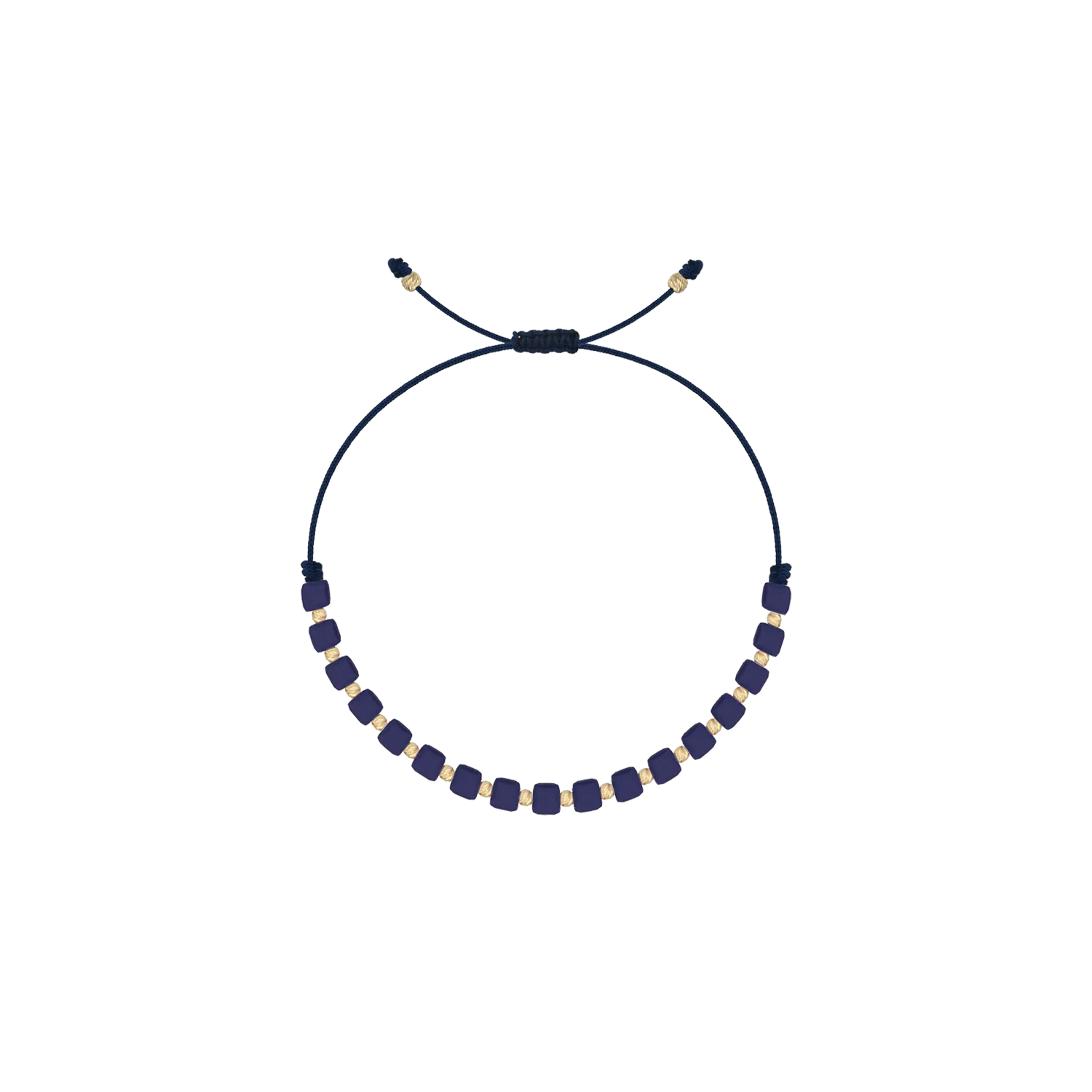 Blue cord bracelet with 14K yellow gold