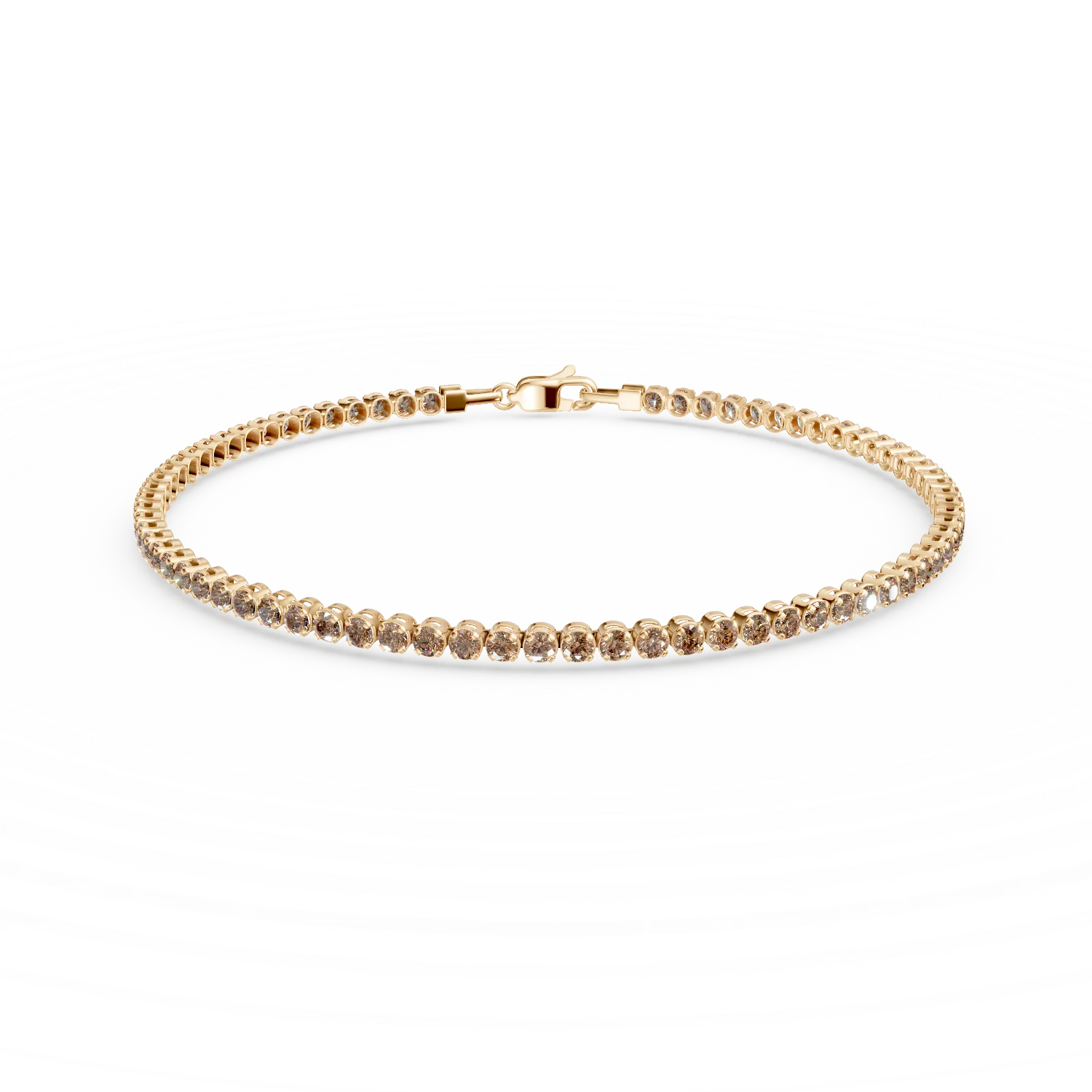 Yellow gold tennis bracelet with brown zirconia