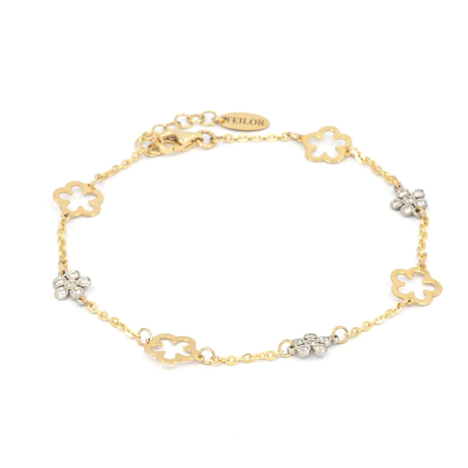 14K yellow gold little flowers bracelet