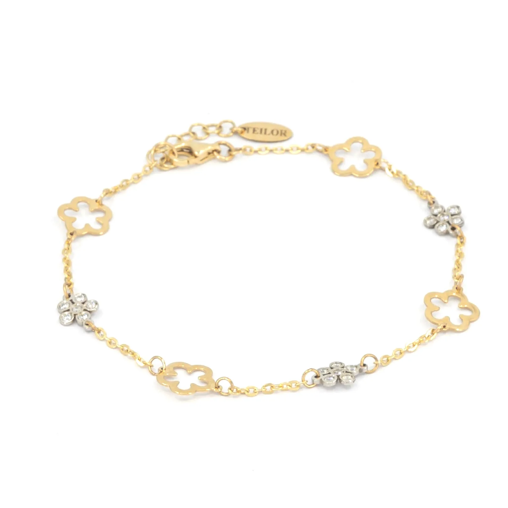 Yellow gold flowers bracelet-55055