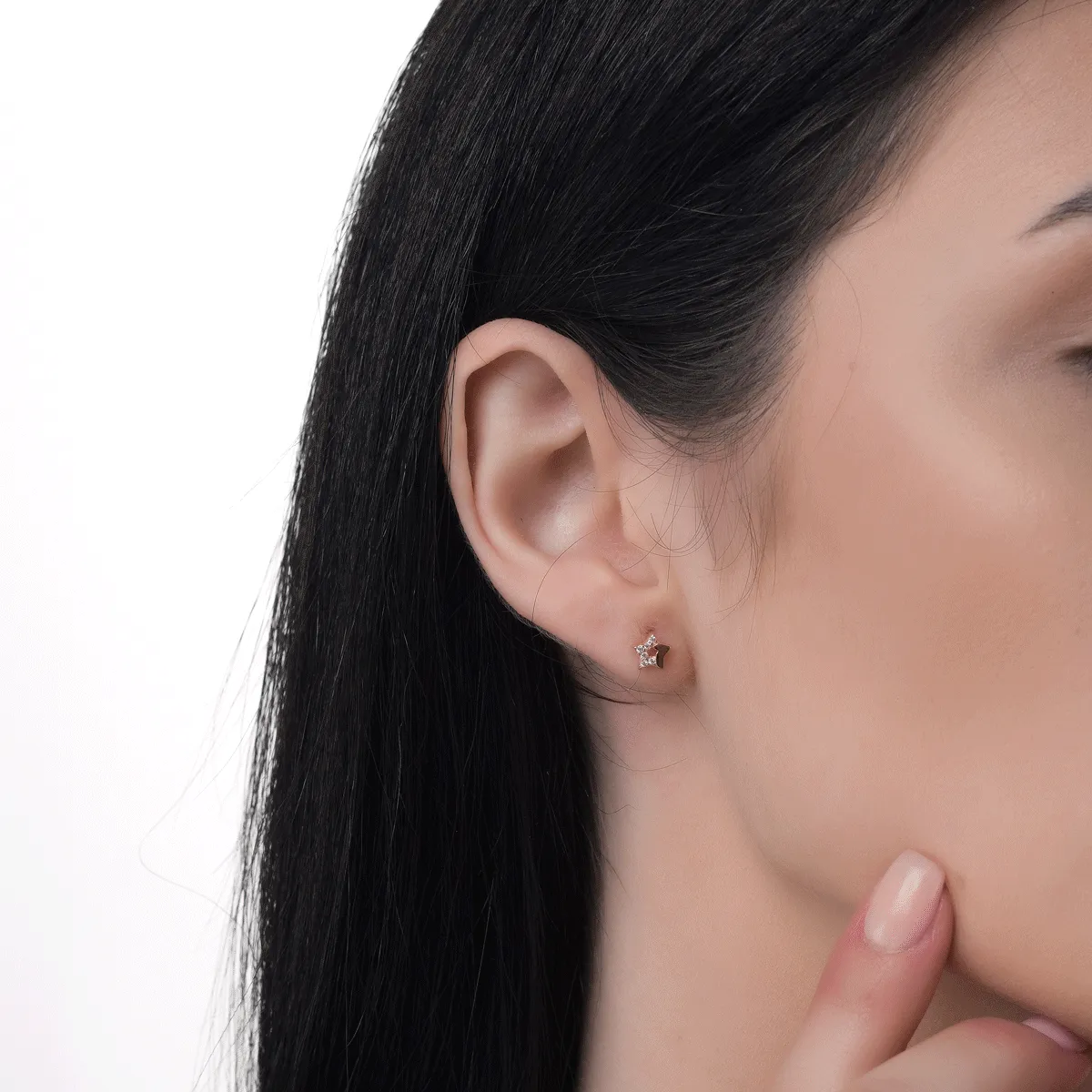 Cercei stelute din aur roz de 14K