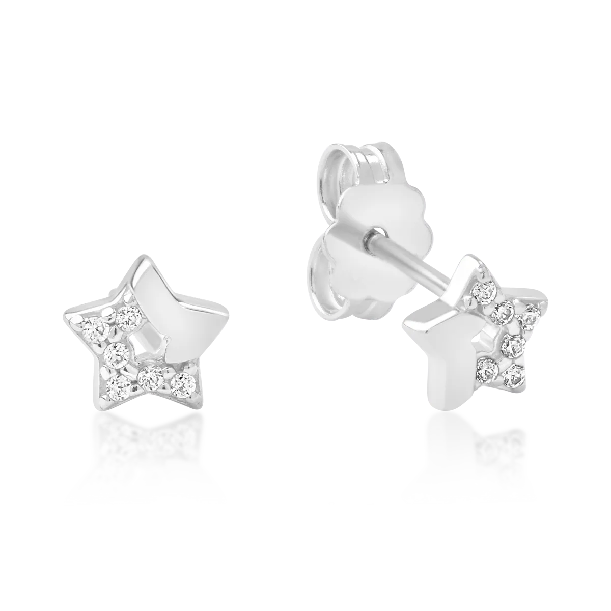 Cercei stelute din aur alb de 14K