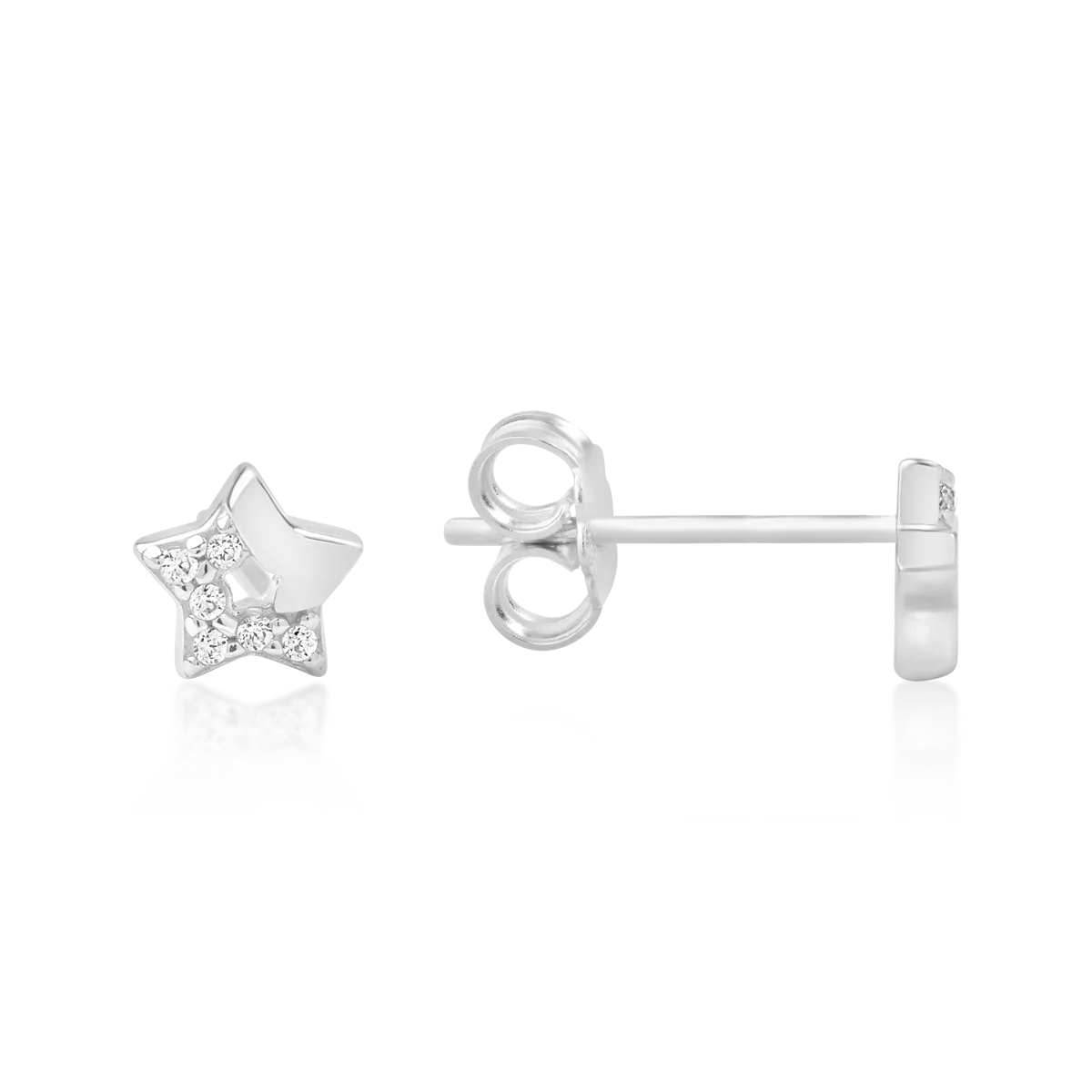 Cercei stelute din aur alb de 14K